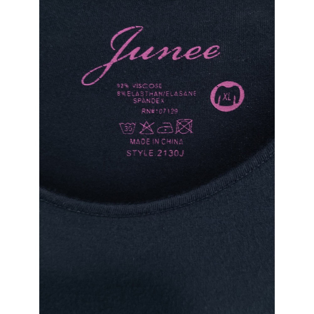 Junee Long Sleeve Shirt Women XL Minimalist Dark Academia Navy Blue Modest Basic - Picture 3 of 3